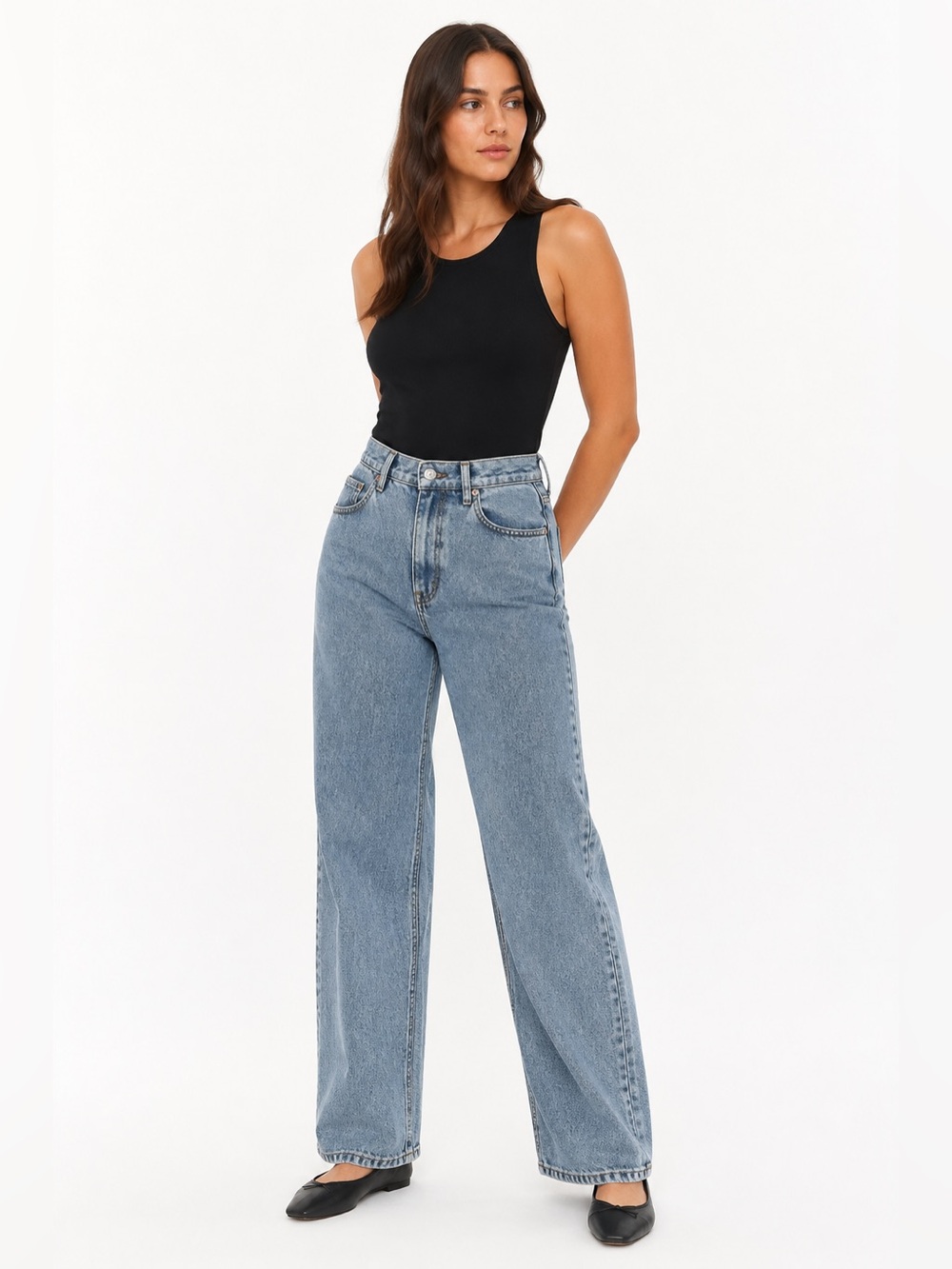 NWT White Fox High-Rise Wide-Leg Jeans Size Small Acid Wash